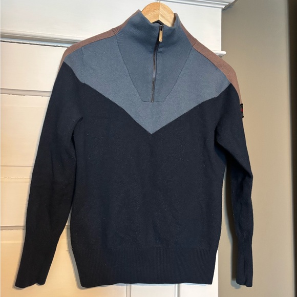 Kari Traa Sweaters - Women’s Quarter-Zip Colorblock Sweater - Navy, Slate & Brown